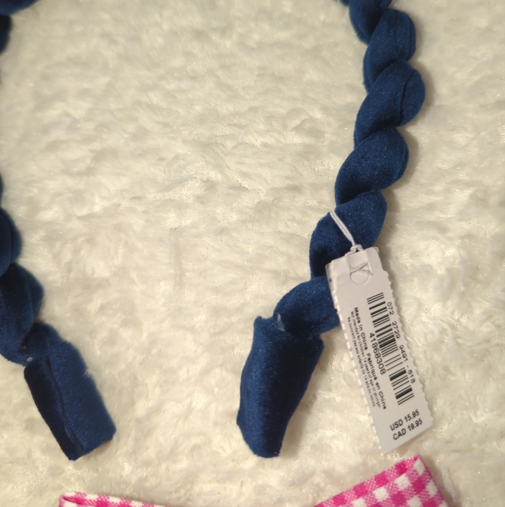 Aerie Navy Pink Coquette Hair Accessory Velvet Twist Headband Socks Bundle NWT - Picture 2 of 4